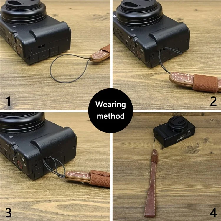 For Sony RX100 ZV-1F / Panasonic LX10 PU Leather Wrist Strap Camera Carrying Strap - Coffee