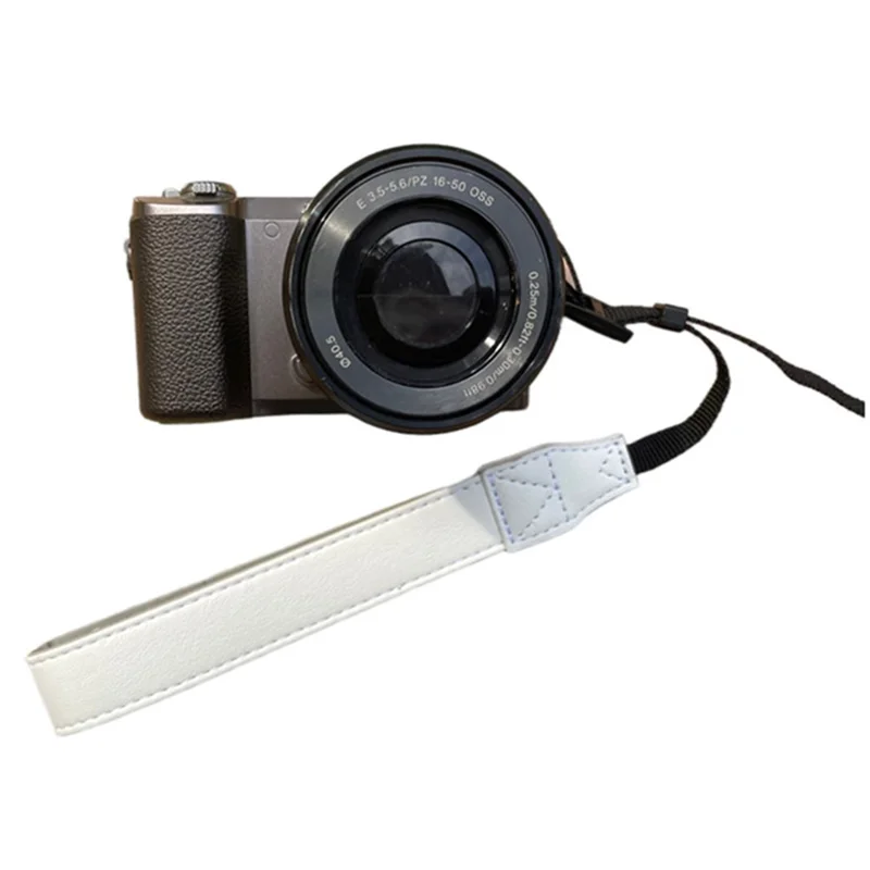 For Fujifilm Canon Nikon Panasonic SLR Camera PU Leather Hand Strap Buffalo Texture Wrist Rope - White