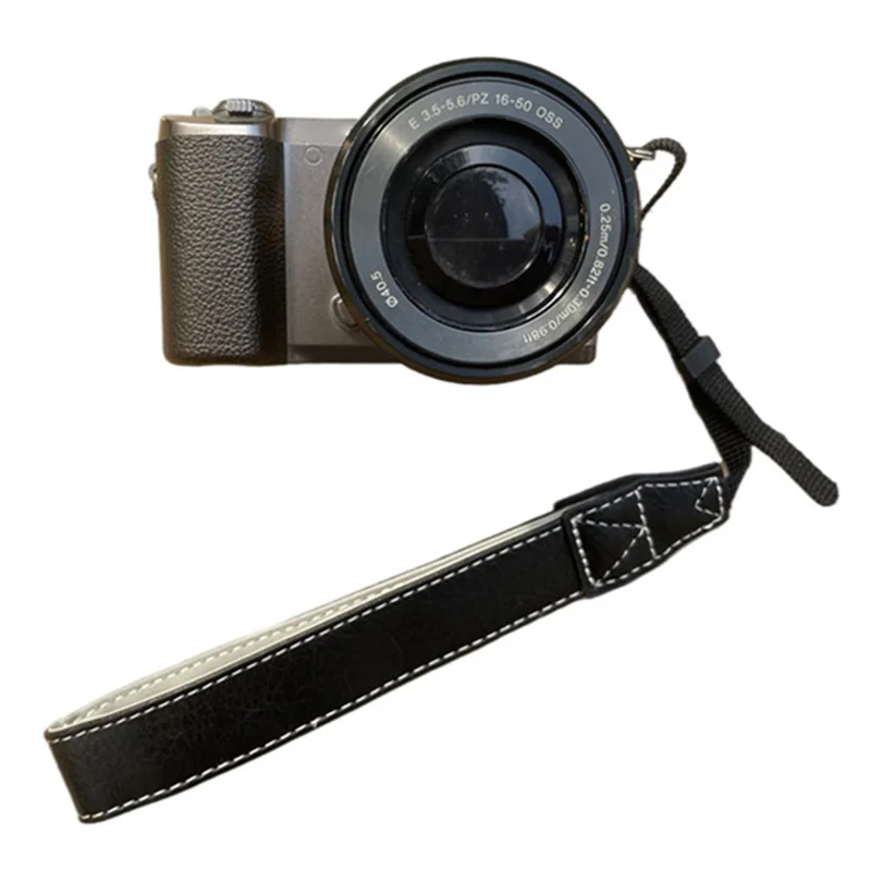 For Fujifilm Canon Nikon Panasonic SLR Camera PU Leather Hand Strap Buffalo Texture Wrist Rope - Black