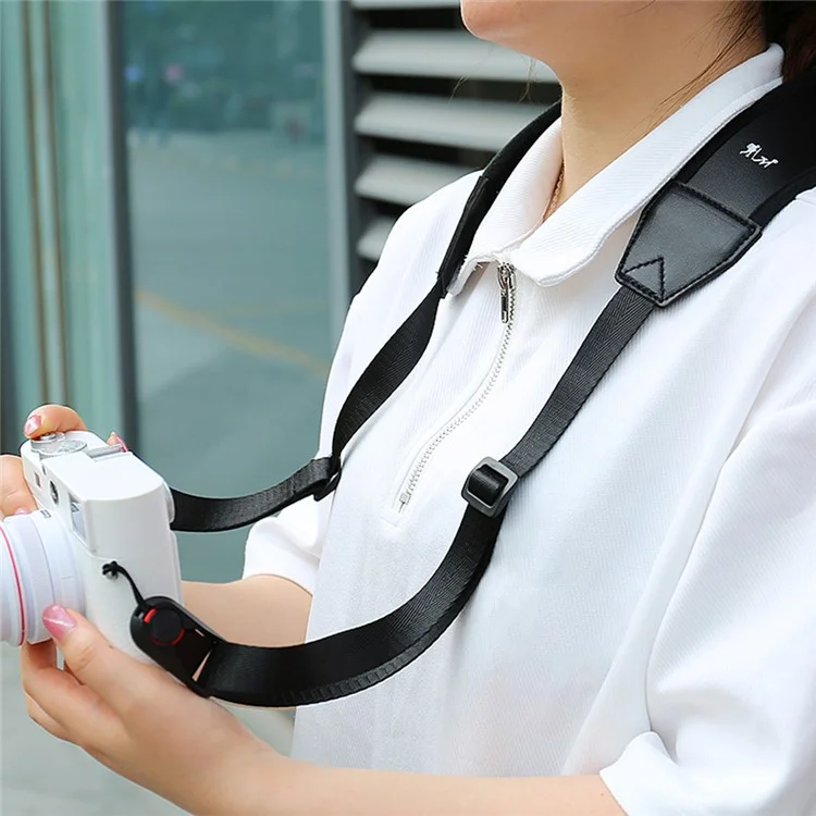 JN-F02 Nylon Webbing Quick Release Shoulder Strap für DSLR Spiegelreflexkameras und Systemkameras - Schwarz