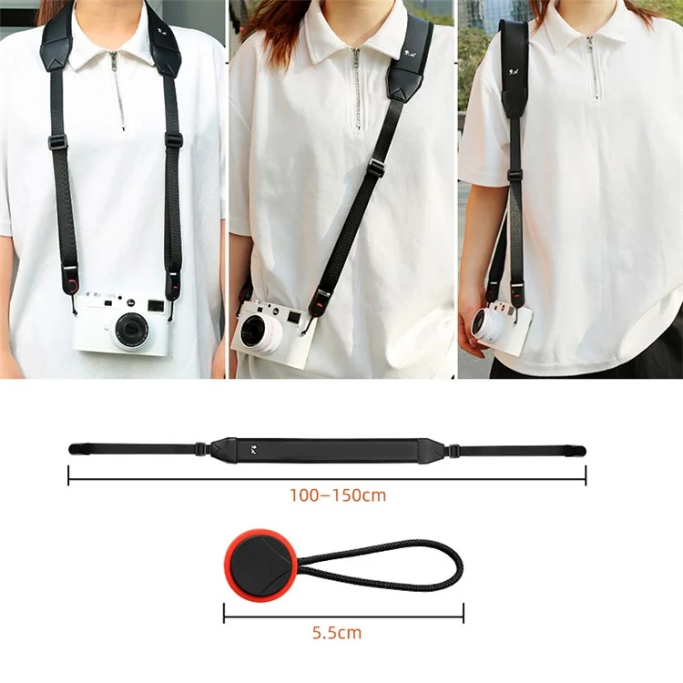 JN-F02 Nylon Webbing Quick Release Shoulder Strap für DSLR Spiegelreflexkameras und Systemkameras - Schwarz