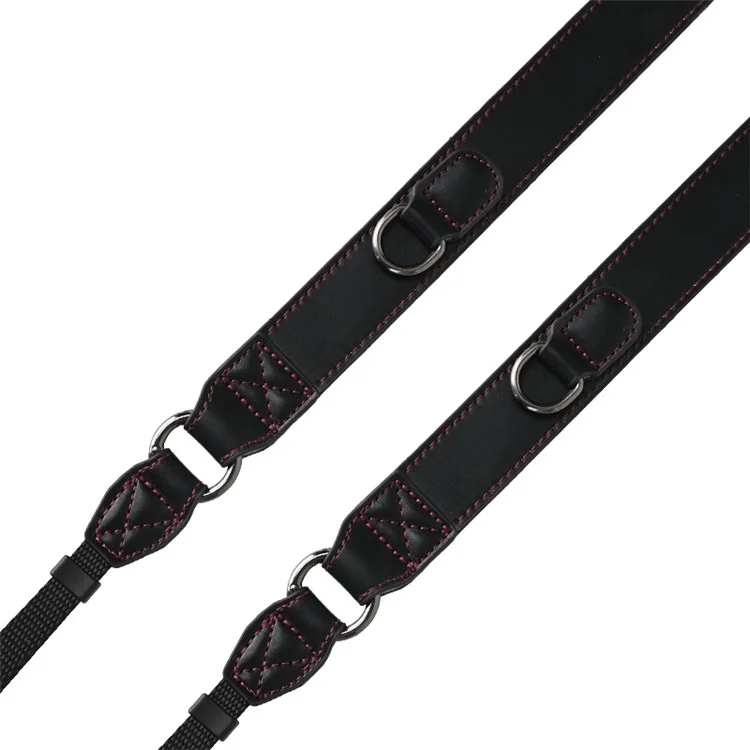 PU Leather Camera Carrying Strap SLR Camera Anti-fall Neck Shoulder Strap - Black
