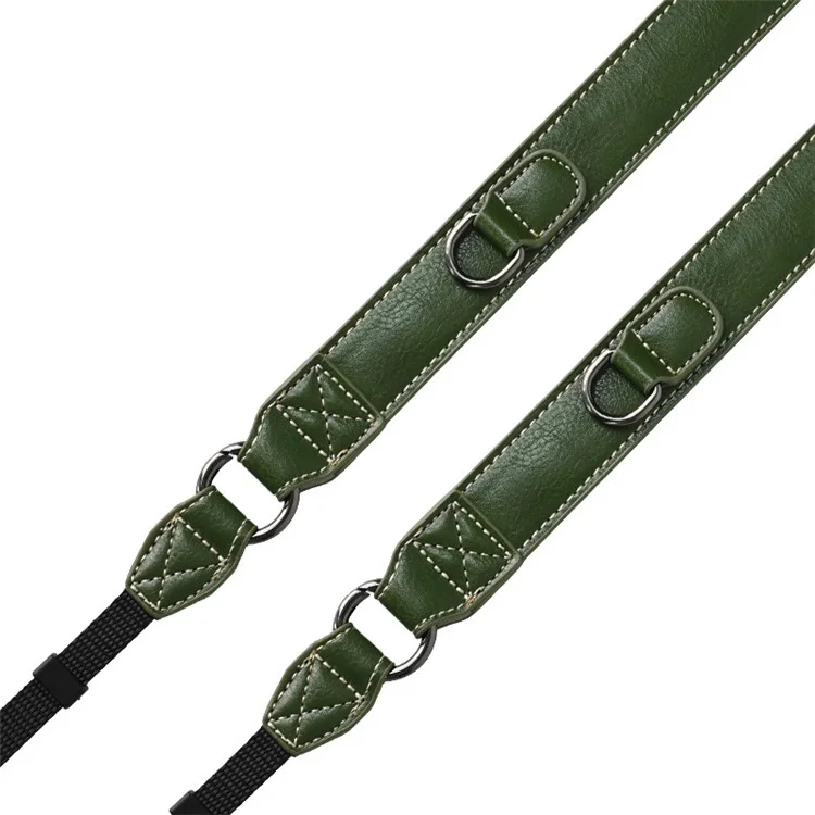 PU Leather Camera Carrying Strap SLR Camera Neck Shoulder Strap + Small Bag - Green