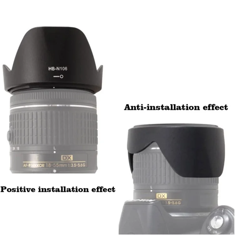 HB-N106 Lens Hood for Nikon AF-S DX 18-55mm f / 3.5-5.6GVR II lens D5300 D3300 Bayonet Style Reversible Lens Hood Replace Lens Shade