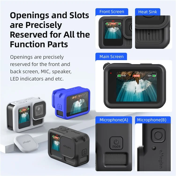 AMAGISN Silicone Protective Case for GoPro Hero 13 Sports Camera Accessory - Black