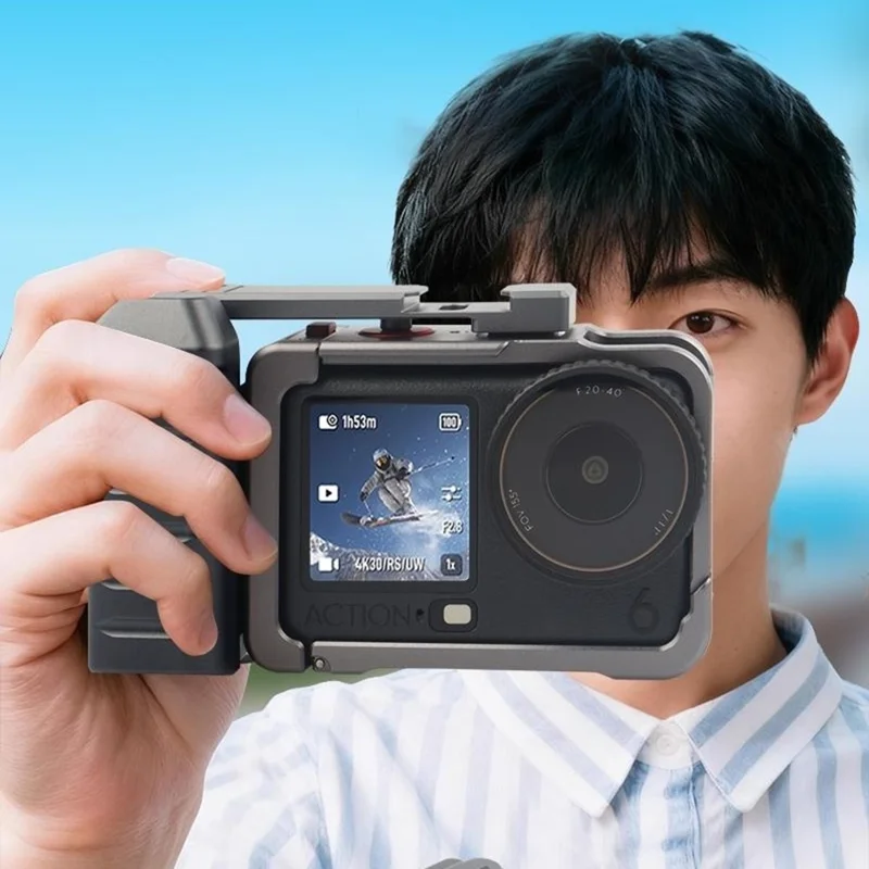 Para DJI Osmo Action 6 Kit de Alça para Câmera de Rua Rabbit Cage com Interface de Libertação Rápida e Conjunto de Botão Obturador