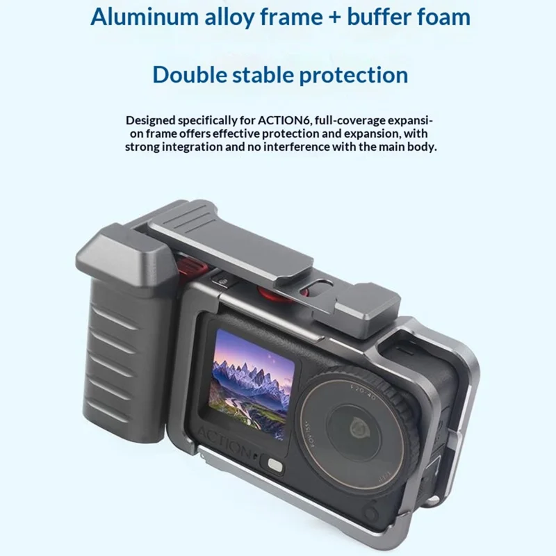 Para DJI Osmo Action 6 Kit de Alça para Câmera de Rua Rabbit Cage com Interface de Libertação Rápida e Conjunto de Botão Obturador