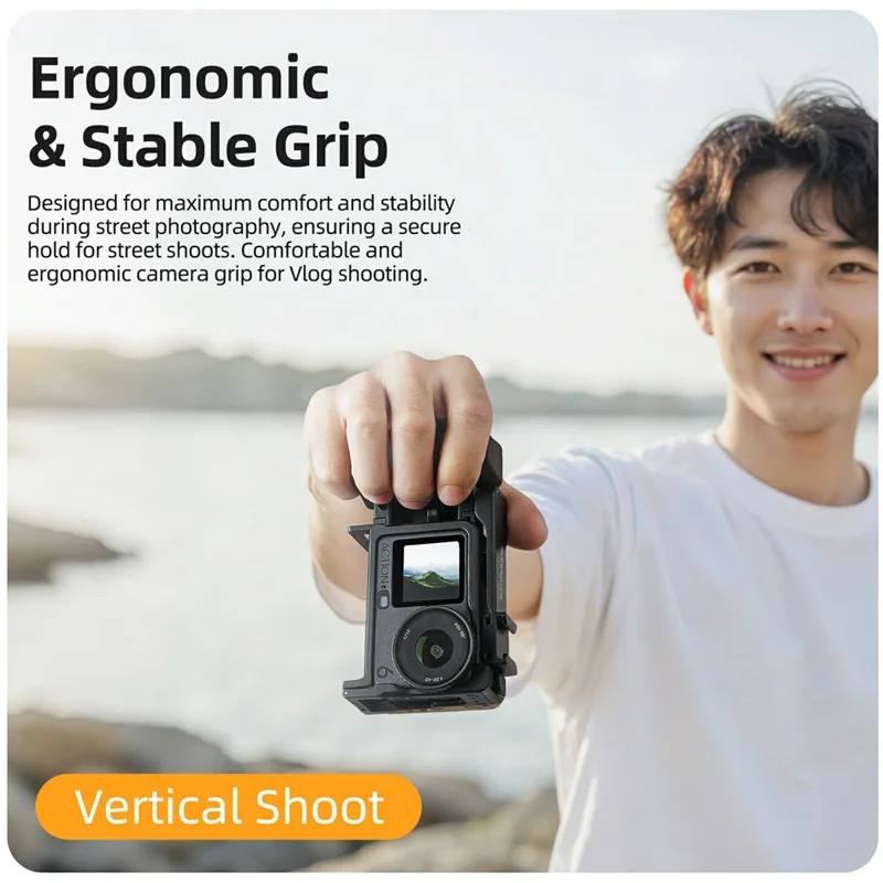 SUNNYLIFE OA6-BK144 For DJI Osmo Action 6 Camera 2 in 1 Detachable Protective Frame Street Shooting Grip Kit - Black