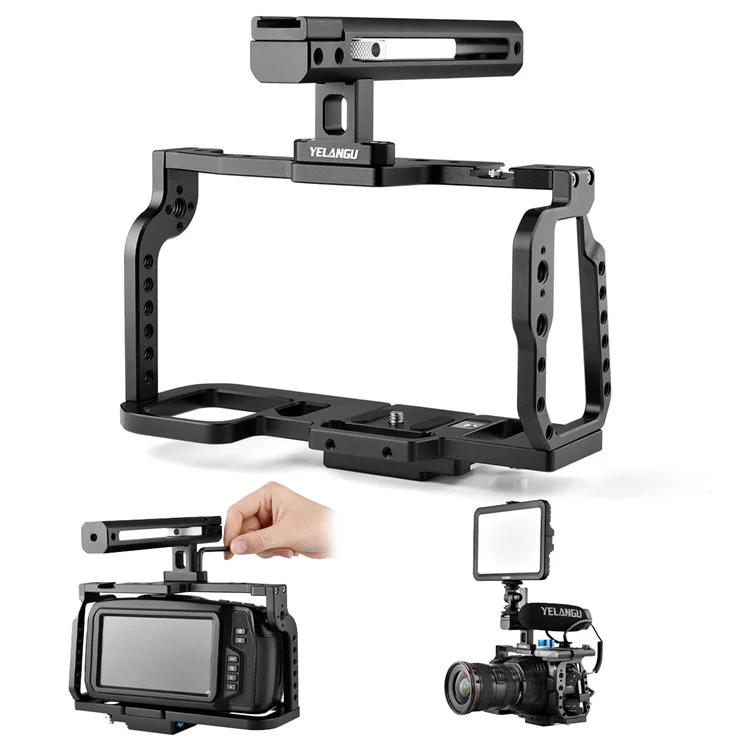 Yelangu C9-A Aluminio Aley Camera Video Cage Para BMPCC 4K/6K Película de Película Kit Con Mango Superior