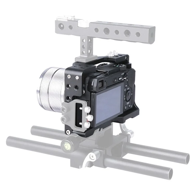 Jaula de Marco de Aluminio de Aviación Yelangu C6-B Para Sony A6000/A6300/A6400/A6500 Cubierta de Protección de la Base de la Placa de Liberación Rápida Con Accesorios de Cámara Adaptador de Zapatillas Frías
