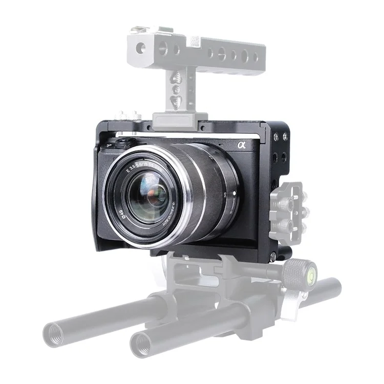 Jaula de Marco de Aluminio de Aviación Yelangu C6-B Para Sony A6000/A6300/A6400/A6500 Cubierta de Protección de la Base de la Placa de Liberación Rápida Con Accesorios de Cámara Adaptador de Zapatillas Frías