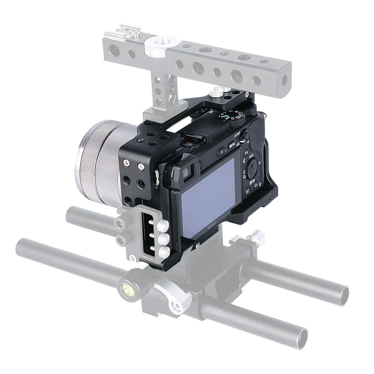 Jaula de Marco de Aluminio de Aviación Yelangu C6-B Para Sony A6000/A6300/A6400/A6500 Cubierta de Protección de la Base de la Placa de Liberación Rápida Con Accesorios de Cámara Adaptador de Zapatillas Frías