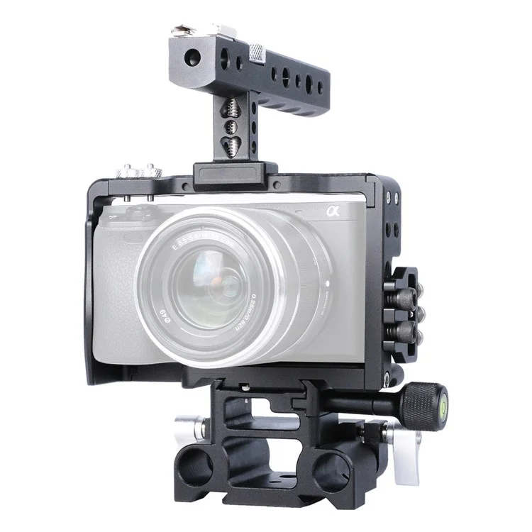 Yelangu C6 Aviation Aluminium Frame Cage Kit Für Sony A6000/A6300/A6400/A6500 Schnellfreisetzungsplatte Basis -schutzabdeckung Mit Kaltem Schuhadapter Für Die Fotografie