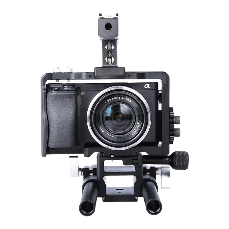 Yelangu C6 Aviation Aluminium Frame Cage Kit Für Sony A6000/A6300/A6400/A6500 Schnellfreisetzungsplatte Basis -schutzabdeckung Mit Kaltem Schuhadapter Für Die Fotografie