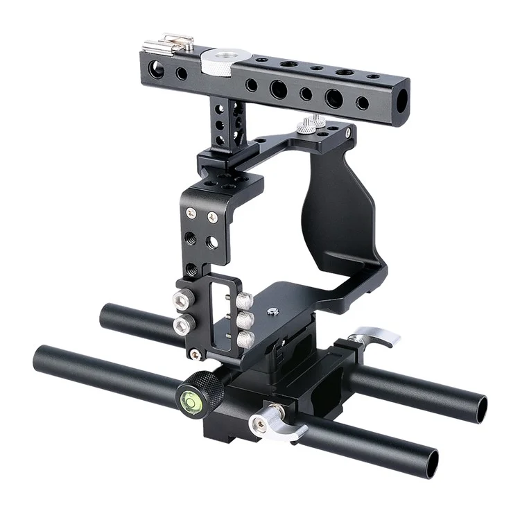 Yelangu C6 Aviation Aluminium Frame Cage Kit Für Sony A6000/A6300/A6400/A6500 Schnellfreisetzungsplatte Basis -schutzabdeckung Mit Kaltem Schuhadapter Für Die Fotografie