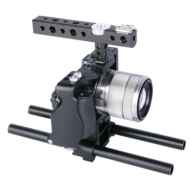 Yelangu C6 Aviation Aluminium Frame Cage Kit Für Sony A6000/A6300/A6400/A6500 Schnellfreisetzungsplatte Basis -schutzabdeckung Mit Kaltem Schuhadapter Für Die Fotografie