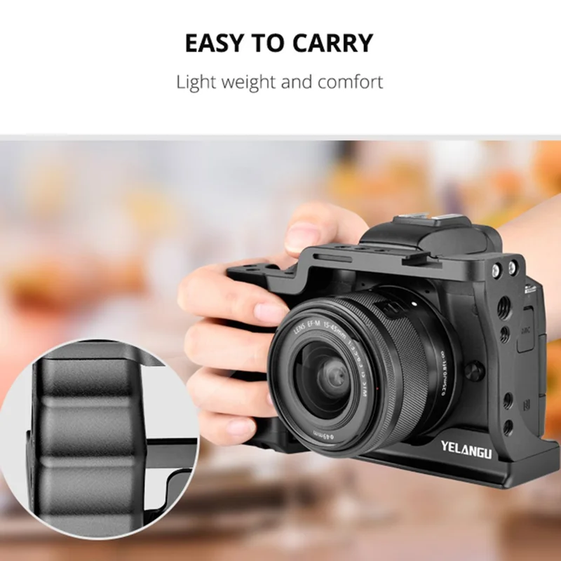 YELANGU C14-A for Canon M50 Aluminum Alloy Camera Rabbit Cage Frame without Handle Rabbit Cage Rig Stabilizer
