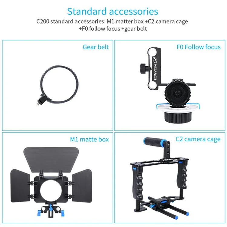 YELANGU C200 Seguimiento de enfoque profesional Rig DSLR Camera Rabbit Cage Kit