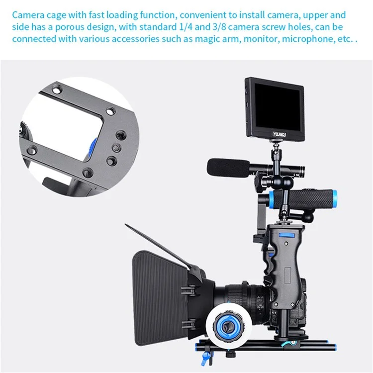 YELANGU C200 Seguimiento de enfoque profesional Rig DSLR Camera Rabbit Cage Kit