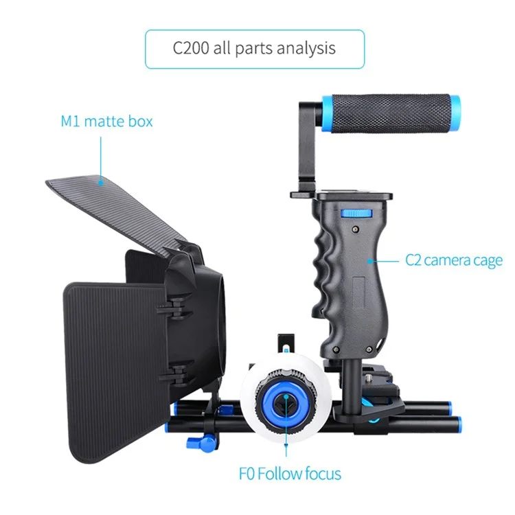 YELANGU C200 Seguimiento de enfoque profesional Rig DSLR Camera Rabbit Cage Kit