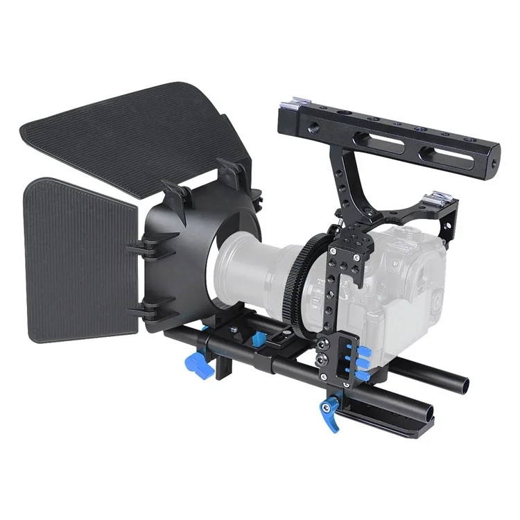 Yelangu C500 Metallrahmen Cage Kit Für GH4/A7S/A7/A7R/A7RII/A7SII Stoßdämpfungsstabilisator Schnellfreisetzungsbasis Handheld -kamera -käfig Mit Kaltem Schuhfotozubehör - Blau