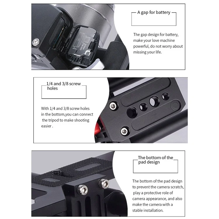 Yelangu C500 Metallrahmen Cage Kit Für GH4/A7S/A7/A7R/A7RII/A7SII Stoßdämpfungsstabilisator Schnellfreisetzungsbasis Handheld -kamera -käfig Mit Kaltem Schuhfotozubehör - Blau