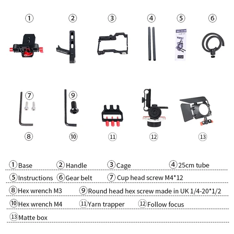 Yelangu C500 Metallrahmen Cage Kit Für GH4/A7S/A7/A7R/A7RII/A7SII Stoßdämpfungsstabilisator Schnellfreisetzungsbasis Handheld -kamera -käfig Mit Kaltem Schuhfotozubehör - Blau