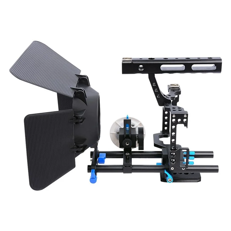Yelangu C500 Metallrahmen Cage Kit Für GH4/A7S/A7/A7R/A7RII/A7SII Stoßdämpfungsstabilisator Schnellfreisetzungsbasis Handheld -kamera -käfig Mit Kaltem Schuhfotozubehör - Blau