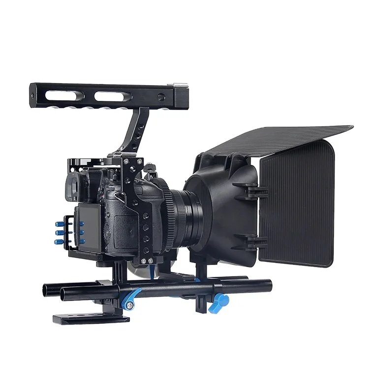Yelangu C500 Metallrahmen Cage Kit Für GH4/A7S/A7/A7R/A7RII/A7SII Stoßdämpfungsstabilisator Schnellfreisetzungsbasis Handheld -kamera -käfig Mit Kaltem Schuhfotozubehör - Blau