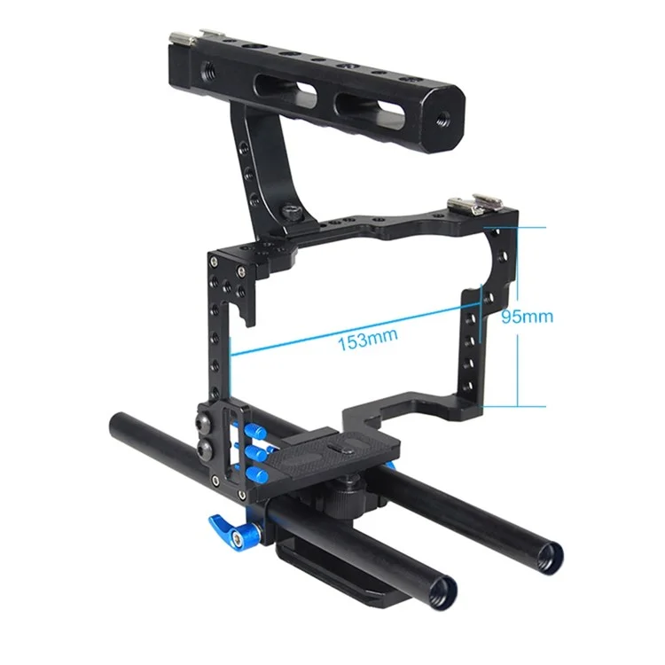Yelangu C500 Metallrahmen Cage Kit Für GH4/A7S/A7/A7R/A7RII/A7SII Stoßdämpfungsstabilisator Schnellfreisetzungsbasis Handheld -kamera -käfig Mit Kaltem Schuhfotozubehör - Blau