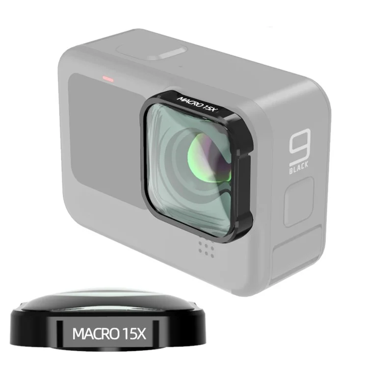 GP9 1953-22 15x Macro Câmera Câmera de Ação Câmera de Vidro Óptico Lens de Vidro Atirando Acessórios Adicionais Para Lentes Para a GoPro Hero 9