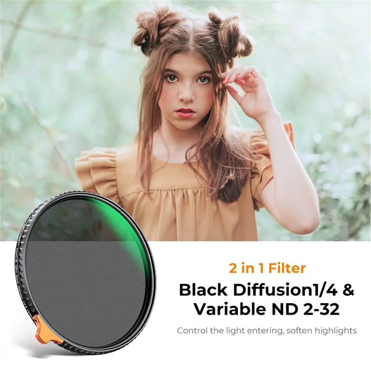 K&F CONCEPT Nano Series KF01.1816 Filtre d'objectif d'appareil photo 82mm ND2-32 1 / 4 Black Mist Diffusion 2-en-1 Multicouches Revêtus HD Filter