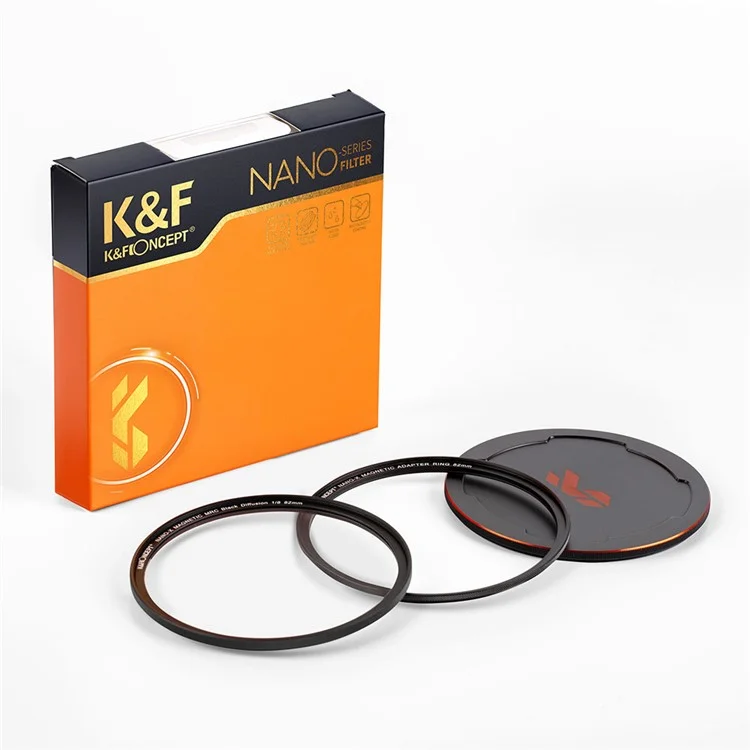 K&F CONCEPT Чёрный магнитный мягкий фильтр диффузии 1/8 82 мм + магнитное адаптерное кольцо + крышка объектива для камеры 
