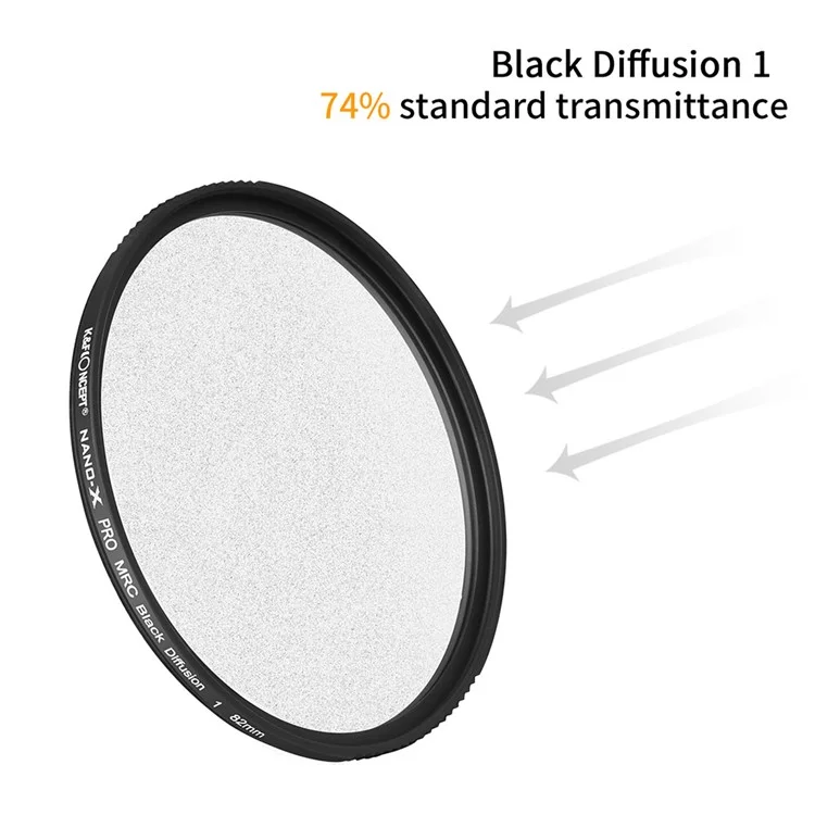 K&F CONCEPT KF01.1695 Nano-X Optical Glass Black Mist 82mm 1 / 1 Фильтр Anti-scratch Diffusion Video Photography Multi-layer Coating Фильтр для камеры кино