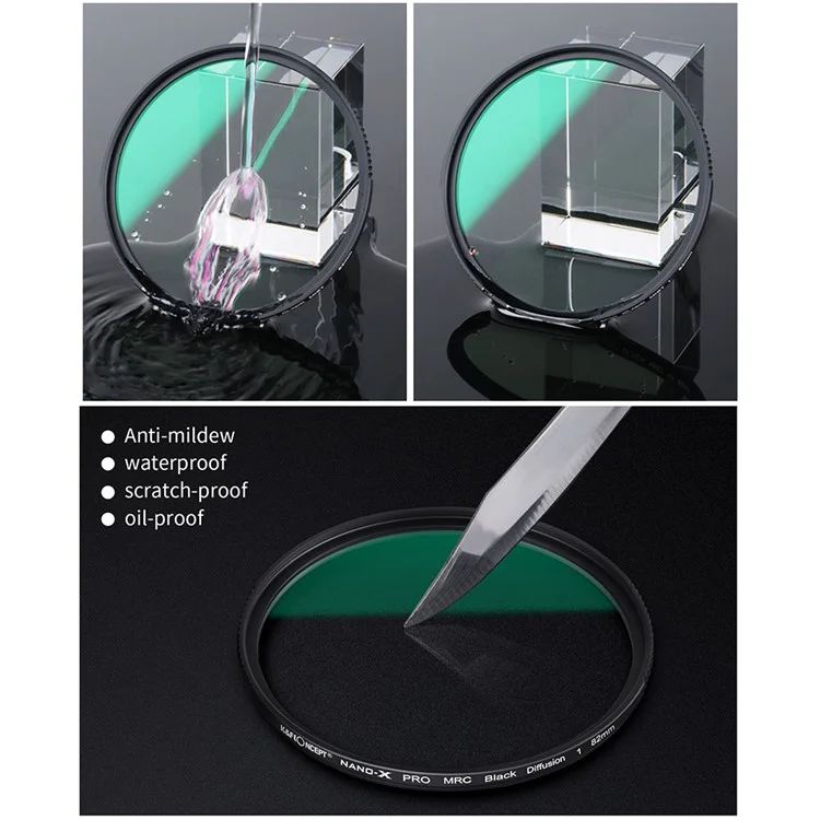 K&F CONCEPT KF01.1695 Nano-X Optical Glass Black Mist 82mm 1 / 1 Фильтр Anti-scratch Diffusion Video Photography Multi-layer Coating Фильтр для камеры кино