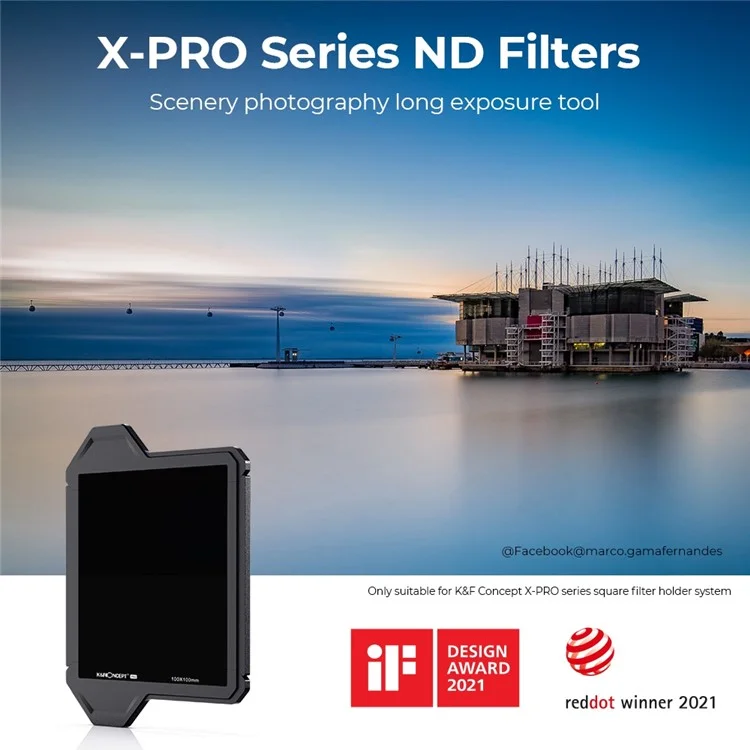K&F CONCEPT SKU.1872 Filtre ND8 100x100x2mm à Revêtement Multi-Couches en Verre Optique AGC Couleur Vraie HD Imperméable Carré