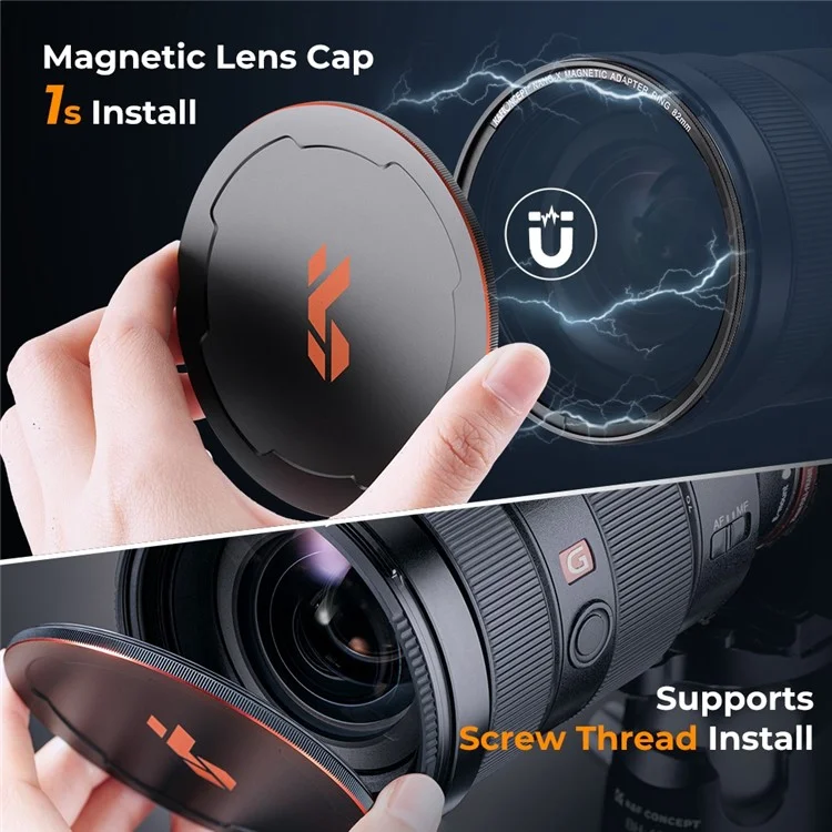 K&F CONCEPT 82mm Magnetic Pluggable ND64 Lens Filter 6-Stop Neutral Density Quick-Release Filter Waterproof Anti-Scratch Multi-Layer Coated Lens Filter