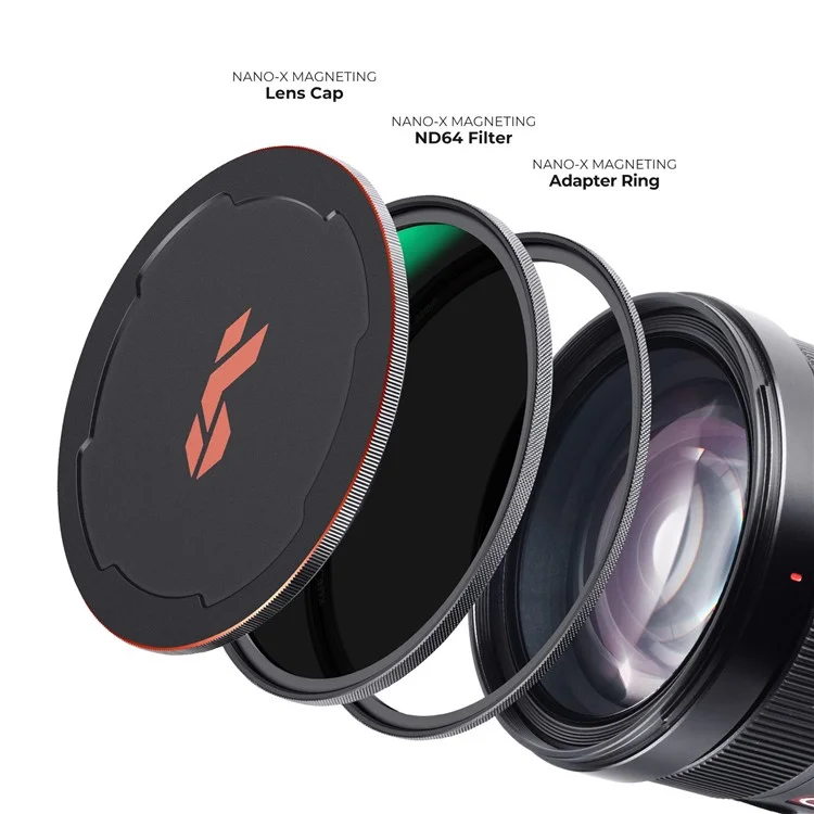 K&F CONCEPT 82mm Magnetic Pluggable ND64 Lens Filter 6-Stop Neutral Density Quick-Release Filter Waterproof Anti-Scratch Multi-Layer Coated Lens Filter