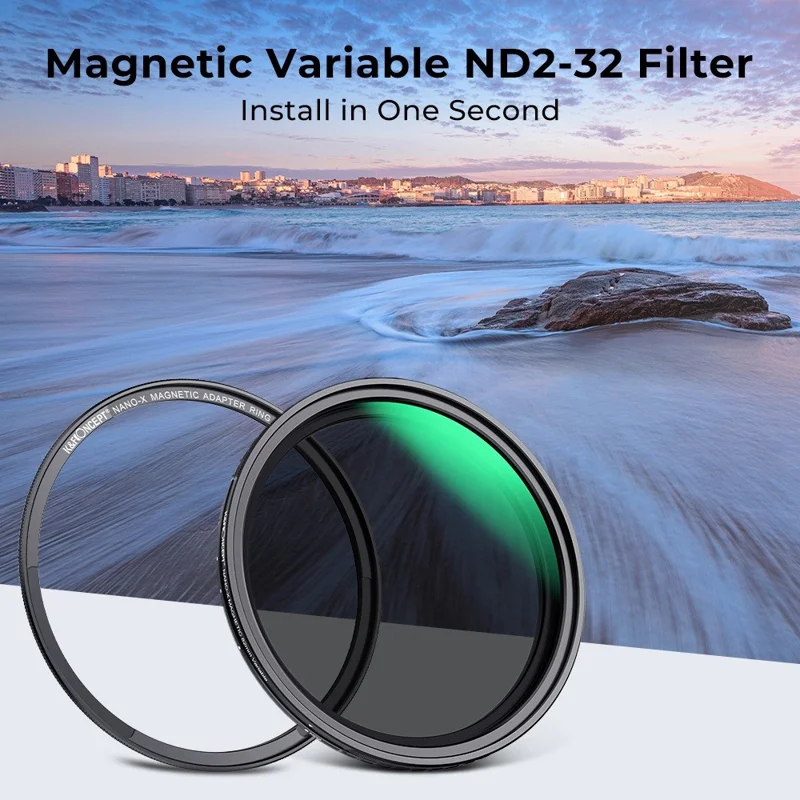 K&F CONCEPT KF01.1854 Nano-X 82mm ND2-ND32 Filter 1-5 Stops Magnetic Variable 28 Multi-Layer Coatings Waterproof Neutral Density Camera Lens Filter