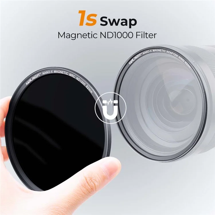Filtre de densité neutre fixe de 10 arrêts K&F CONCEPT SKU.1762 de 82 mm avec revêtement magnétique pour appareil photo reflex numérique