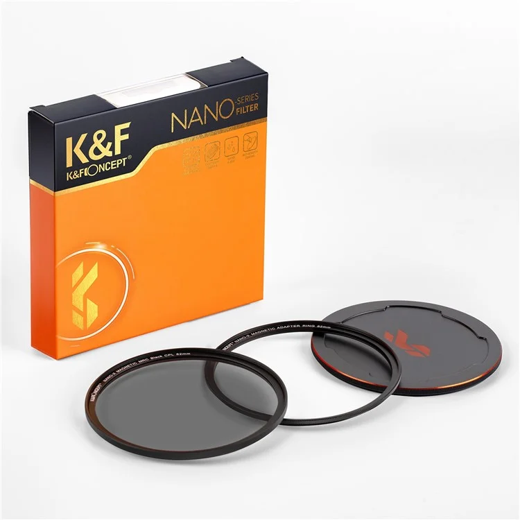 K&F Concept Magnetic HD CPL Filtre 82 mm Nano-X Filtre de Caméra Avec Capuchon D'objectif, Adaptateur de Cycle Filtre en Revêtement Multicouche Pour la Lentille de la Caméra