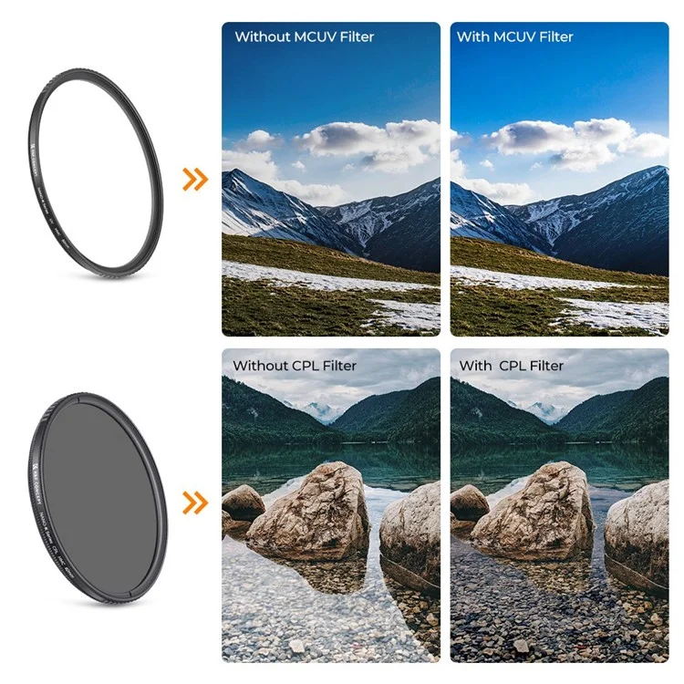 K&F CONCEPT 82mm 2-in-1-Filterkit MCUV+CPL Kameralinsfilter 18-Schichten beschichtet Ultra-Dünner Anti-Kratzer-Filter