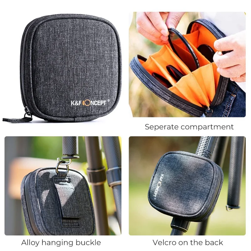 K&F CONCEPT 4Pcs / Set 82mm Multi-Layer Coated Filter Kit for Camera Lenses ND4 ND8 ND64 ND1000 Filters with Storage Bag