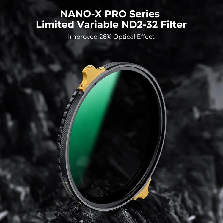 K&F CONCEPT Nano-X Pro Series 82mm Cadre en laiton Filtre ND2-32 Variable Imperméable Anti-Rayures Filtre Ultra Clair Revêtement 36 couches Filtre d'objectif