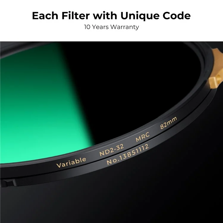 K&F CONCEPT Nano-X Pro Series 82mm Cadre en laiton Filtre ND2-32 Variable Imperméable Anti-Rayures Filtre Ultra Clair Revêtement 36 couches Filtre d'objectif