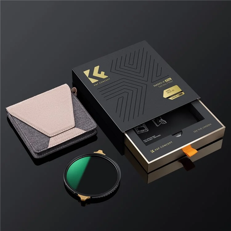 K&F CONCEPT Nano-X Pro Series 82mm Cadre en laiton Filtre ND2-32 Variable Imperméable Anti-Rayures Filtre Ultra Clair Revêtement 36 couches Filtre d'objectif