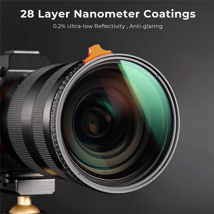 K&F CONCEPT Nano-X Série 82mm ND3-ND1000 Filtre 9,5 arrêts Filtre ajustable HD Hydrophobe Anti-Réflexion Revêtement vert Filtre avec Putter 