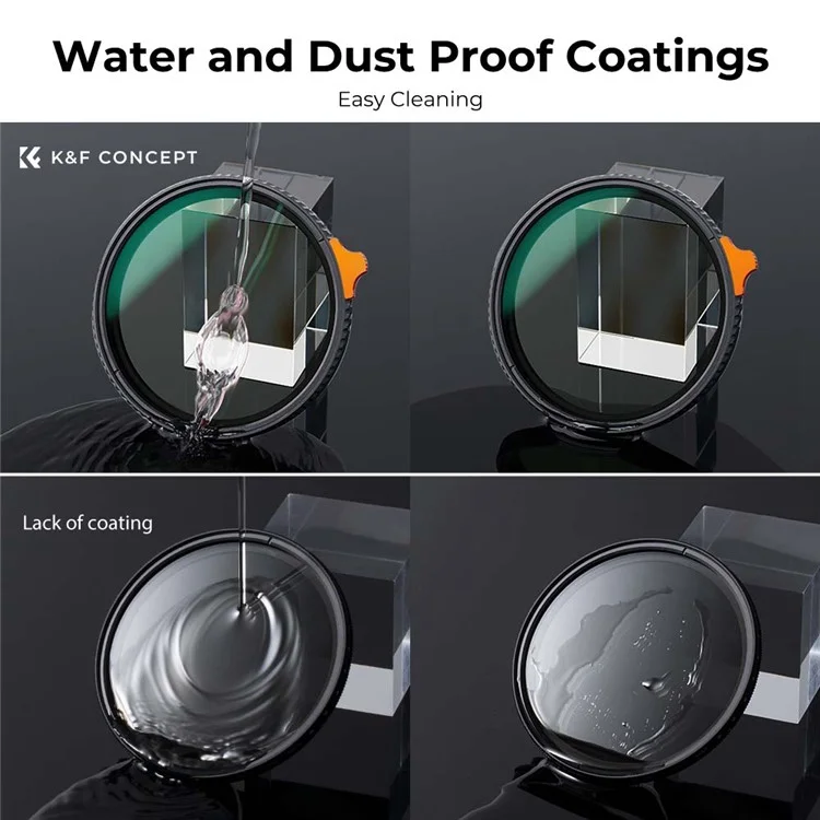 K&F CONCEPT Nano-X Série 82mm ND3-ND1000 Filtre 9,5 arrêts Filtre ajustable HD Hydrophobe Anti-Réflexion Revêtement vert Filtre avec Putter 