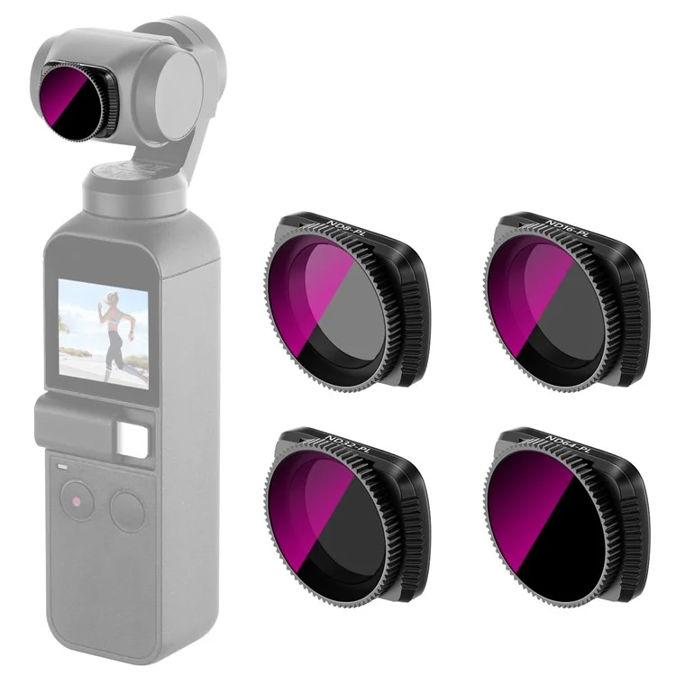 Neewer NW-502 4pcs / Definir ND8 / 16 / 32 / Filtros de Lente ND-PL de 64 pl Para DJI Osmo Pocket 1 / 2 Câmeras Handheld Gimbal