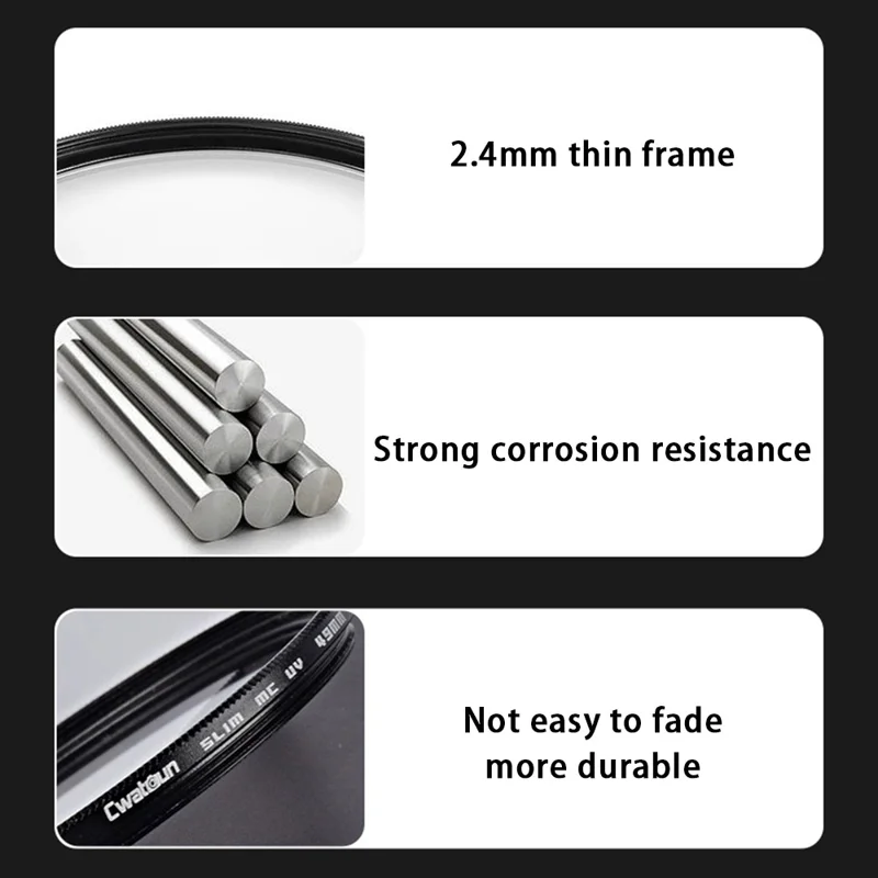 CWATCUN H70W Multi-Layer Coating Camera Filter Waterproof and Oil-Resistant Lens Filter - 62mm